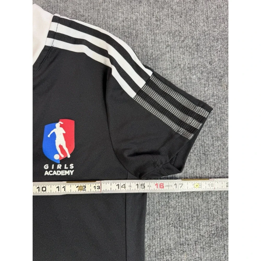 adidas AEROREADY girls Soccer Jersey S Black White V-Neck Breathable